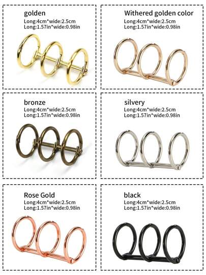 1pc Solid Color 3-Ring Binder Clips, Versatile Binding Accessories For Personalized Planner, Notebook, Calendar