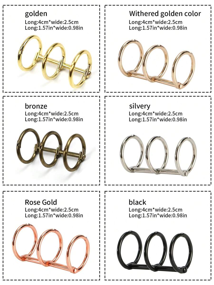 1pc Solid Color 3-Ring Binder Clips, Versatile Binding Accessories For Personalized Planner, Notebook, Calendar - Multicolor - View 1