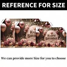 1PC Balon reutilizabil cu flori de trandafir roz, tema de zi de naștere, petrecere de aniversare, prăjituri pentru masă, banner decorativ din pânză din spate, decorat perfect, perete din camera de petrecere de zi de naștere, pânză din spate, accesorii de studio, nu este nevoie de energie 82,7*59,1/59,1*39,4/39,4*29,5 inci - Multicolor - Vizualizare 2