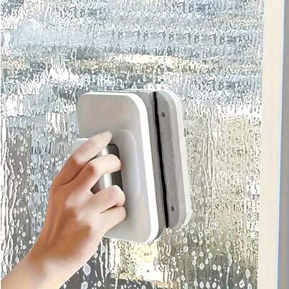 Dụng cụ vệ sinh cửa sổ hai mặt từ tính mạnh mẽ, thiết kế chống kẹp, dụng cụ vệ sinh cửa sổ cầm tay đa năng cho cửa sổ dày đơn - Chất liệu ABS (Không phù hợp với cửa sổ kính hai lớp)