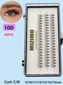 10D Dikke & Krullende 60 stuks 3-rijige nepwimpers, draagbare DIY zelfklevende wimpers voor natuurlijke & volledige make-up, geschikt voor dagelijks & evenementen