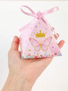 10 PEÇAS Caixas de Lembrancinhas de Festa de Borboleta Rosa, Caixas de Presente de Papel Triângulo Mini Borboleta e Floral, Caixas de Doces e Presentes com Tema de Festa, Decoração para Festa de Aniversário de Casamento e Princesa