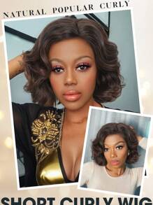 DUOZIMEI Curly Bob Wig Short Curly Wigs For Black Woman Body Wave Side Part Synthetic Lace Front Wig Wear And Go Glueless Wig For Beginners(10"-Black) - Multicolor - View 7