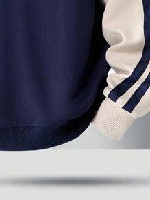 Moletom Casual da Moda com Manga Raglan e Listras, Lançamento Outono 2024 para Homens