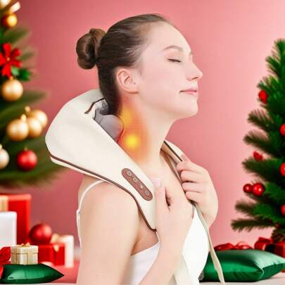 قطعة واحدة جهاز كهربائي لتدليك الرقبة والكتف،شال تدليك اللاسلكي للرقبة والظهر، شحن USB، للمنزل والمكتب والقيادة،شال تدليك عجن، هدية لعيد الأم وعيد الأب، الجيم والرياضة، التمرين المنزلي، جهاز تدليك