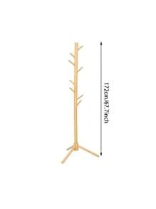 1 Stück stabiler Holz-Standgarderobe mit 8 Haken, geeignet zum Aufhängen von Jacken, Hüten, Schals und Handtaschen im Eingangsbereich, Flur, Schlafzimmer, Büro, minimalistischer Stil für Frühling und Sommer - Braun - Übersicht 6