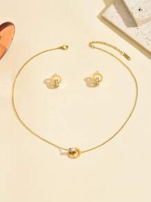 Set de 3 piezas Collar y aretes de girasol, Set de 2 piezas Collar y aretes únicos con forma de semicírculo de acero titanio estilo hip hop, Conjunto de joyas personalizadas de moda, regalo ideal para mejores amigas