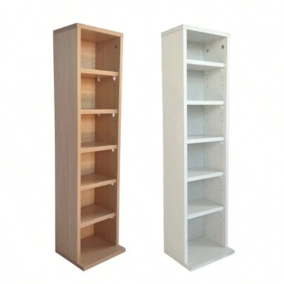 6 Tier Beech Wooden CD DVD Game Book Shelf Storage Tower Rack- Fits 102 CDs