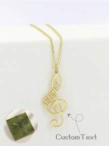 1 pièce collier personnalisé avec clé de sol gravée, collier de note avec nom, pendentif personnalisé avec symbole musical, cadeau parfait pour les amoureux, les amis, la Saint-Valentin, l'anniversaire, cadeau de luxe romantique pour la Saint-Valentin et l'anniversaire, boîte cadeau mode et casual, cadeau pour les musiciens. Fête des mères.