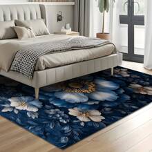 1 件 3D 复古花卉地毯，创意欧美植物元素矩形柔软防滑地毯，适用于户外、入口、客厅、卧室、洗衣房、浴室、游戏室、可机洗装饰垫，适合四季、家居装饰