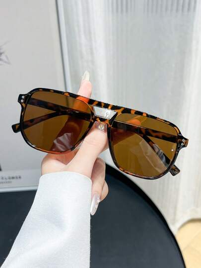 1 Pair Unisex Hollow Design Sunglasses, Suitable For Beach, Vacation, Daily Outfit Matching, Fishing, Casual Beach Wear