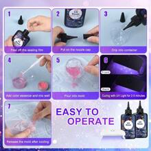 UV Resin With  6 Lamp Beads UV Ligh - 100g Upgraded Hard Type Crystal Clear Ultraviolet Curing UV Resin Kit,T, UV Resin With Light For Craft Jewelry Making - trắng - Xem 3
