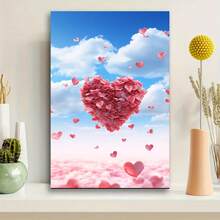 1 Pc Romantic Sky Love Theme Poster Wooden Framed Canvas Painting -  Thickness 2.25cm/0.9inch,Home Gift Decoration, Room Decoration Aesthetic, Wall Decoration Art, Perfect Gift, Autumn And Winter Wall Decoration, Living Room Decoration, Bedroom Decoration, Kitchen Decoration, Entry Decoration, Bathroom Decoration, Direct Wall Painting, High Quality Wall Painting Poster - Multicolor - View 5