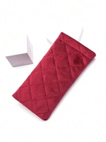 1pc Quilted Stitch Velvet Glasses Pouch, Soft Squeeze Top Case Eyeglasses Case - Multicolor - View 17