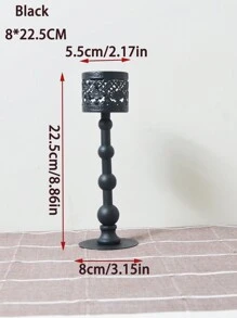 1 pieza Soporte de vela negro adecuado para la decoración de la chimenea, soporte de vela para la mesa del comedor, decoración clásica calada, decoración del centro de mesa para fiesta, decoración de ambiente, accesorios para cena romántica a la luz de las velas