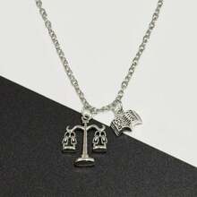 1 pieza Collar con péndulo con balanza de justicia, libro, para abogado, graduado en derecho, trabajador judicial - Plateado - Ver 2