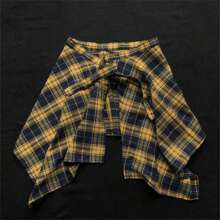 1pc Plaid Skirt Extender, One-Piece Tie Design Slimming Waist Cover, Unisex Hip Hop/Street Dance Underskirt - Multicolor - View 3