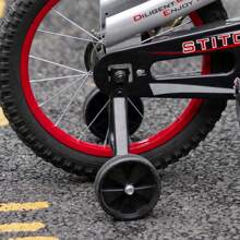 STITCH Chevalier 12/14/16 Pouces Vélo Enfants pour Garçons et Filles de 2 à 7 Ans, Vélo à Vitesse Unique pour Enfants avec Cadre en Acier Carbone, Roues d'Entraînement, Double Freins à Main et Cloche (Rouge, Argent+Bleu, Argent+Rouge)