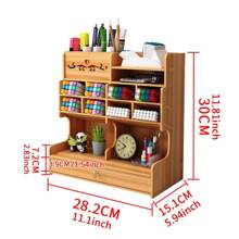 Wooden Multilayer Pencils Desk Storage Holder Desktop Sundries Storage Rack