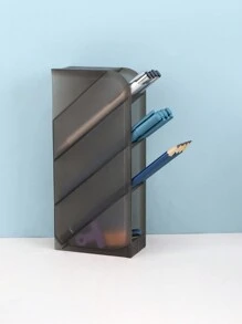1pc 4 Stages Clear Frosted Pen Holder,Vertical Pen Storage Box, Office And School Supplies,Translucent Pen Storage Rack - Multicolor - View 3