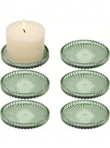 4pcs Glass Candle Holders, Coasters For Wedding, Valentine's Day, Dining Table Center Decor, Home Decoration, Coffee Cups, Ashtrays, Festival Events, Family Gatherings, Themed Parties