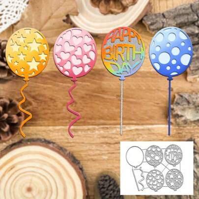 Troqueles metálicos de corte de estrellas de cumpleaños y amor - Tema fantasía plateado para manualidades de scrapbooking, tarjetas y artesanía de papel DIY