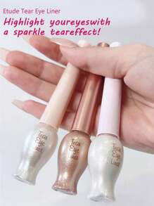 ETUDE TEAR Eyeliner #1 White | Transparent Base, Infused With Ultra-Fine Glitter | Dazzling Shine | Waterproof & Sweatproof, No Need To Remove | Long-Lasting Color | Korean Cosmetics, Gift Set | 8g/0.28oz - #1 WHITE - View 6