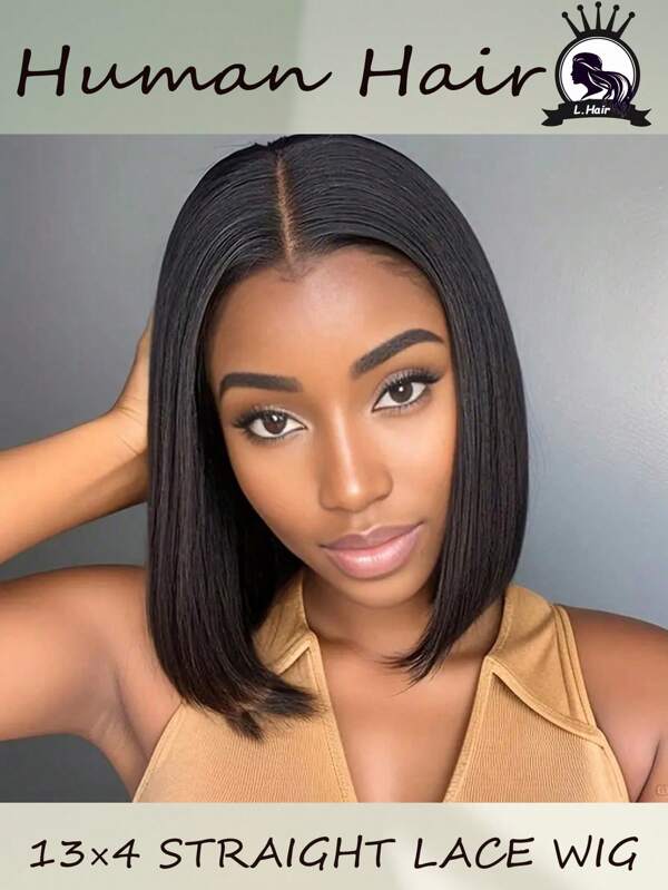 Parrucca Bob Hairall Ready da 16 pollici con capelli umani per donne, parrucca Bob da 16 pollici 13x4 con capelli umani, densità 180%, parrucca senza colla pronta all'uso, parrucche Bob lisce 12a, capelli umani pretagliati, pizzo pre-tagliato, nodi minuscoli (Bob senza colla da 16 pollici, 13x4) Parrucche Bob frontali lisce corte da 8-16 pollici scontate per donne con capelli umani