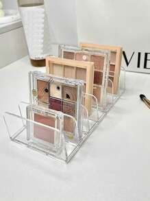 1pc Clear Acrylic Divided Eyeshadow Palette, Makeup Organizer Tray For Blush, Powder, Desktop Cosmetic Storage Rack With 7 Compartments For Phone, Remote Controllers In Bedroom/Dorm