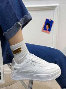 Zapatillas blancas informales para mujer, nuevas zapatillas cómodas con aumento de altura,  Zapatillas De Tenis Para Mujer Con Suela Gruesa Transpirabl  , Zapatos Casuales de Suela Gruesa.Zapatillas Deportivas Casuales Versátiles Al Aire Libre Para Mamá, Zapatos Para ,Zapatos informales transpirables, absorbentes del sudor y versátiles con cierre de cordones.Adecuados Para Todas Las Estaciones - Gris - Ver 9