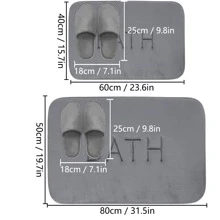 Thick Flannel Absorbent Bath Mat, Embroidered Bathroom Shower Room Solid Color Non-Slip Carpet, Soft Foot Mat, Dirt-Resistant Doormat Entryway Decor