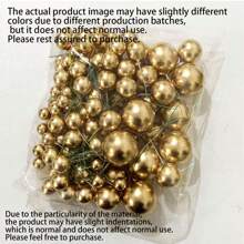 Kit de 108 piezas de decoraciones metálicas doradas en forma de esfera para pasteles: bolas metálicas comestibles para decorar cupcakes, pasteles, Navidad, Halloween, Acción de Gracias, Graduación y Celebraciones de Cumpleaños - Dorado - Ver 7