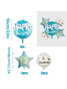 1pc/5pcs 22 Inch Round Happy Face Shape Foil Balloons, Decorations For Children Birthday Party