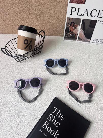 1 套防掉落带轻便儿童眼镜，适合男孩和女孩佩戴舒适，适合摄影、时尚派对、旅行，个性化眼镜，适合 3 个月至 3 岁的幼儿