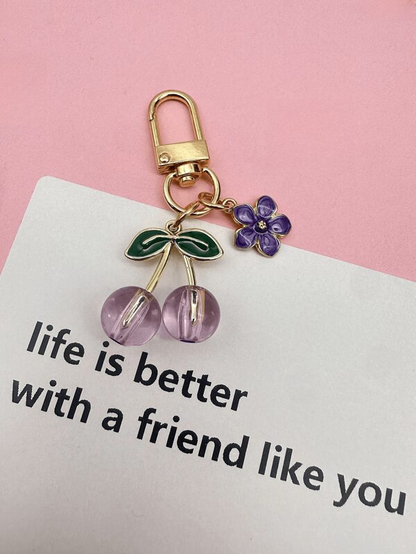 HAILIAN Accesorio de bolso de moda con colgante en forma de flor de cereza simple para señoras, colgante de llavero, regalo para mejores amigas, San Valentín