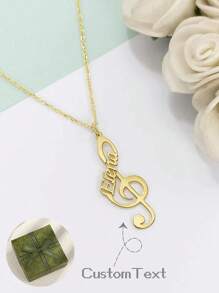1 pièce collier personnalisé avec clé de sol gravée, collier de note avec nom, pendentif personnalisé avec symbole musical, cadeau parfait pour les amoureux, les amis, la Saint-Valentin, l'anniversaire, cadeau de luxe romantique pour la Saint-Valentin et l'anniversaire, boîte cadeau mode et casual, cadeau pour les musiciens. Fête des mères.