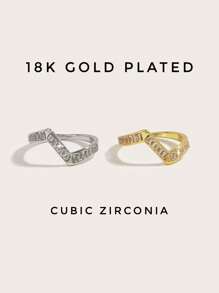 1 chiếc nhẫn thép không gỉ mạ vàng 18K đính đá Cubic Zirconia, trang sức nữ, quà tặng đám cưới, tiệc tùng, hẹn hò. - nhẫn kim cương ngoằn ngoèo - Xem 8