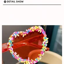 1 Peça Óculos de Moda de Impressão Gradiente Colorido, Padrão Abstrato em Forma de V, Estilo de Rua Casual Fofo, Lente de PC para Praia, Viagem, Uso em Todas as Estações para Férias na Praia, Ao Ar Livre, Viagem