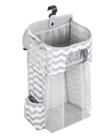 Multi-Functional Baby Crib Bedside Storage Bag, Fashionable Diaper Hanging Organizer With Printed Design