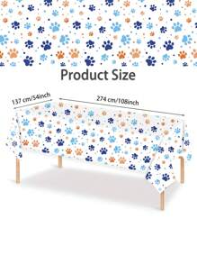2pcs, 137*274cm/54*108in Disposable Party Tablecloth, Blue Base With Blue & Orange / White Base With Black & White / White Base With Blue & Orange Paw Print Pattern Tablecloth, Suitable For Various Theme Parties And Daily Use(Can Be Hung As Backdrop To Enhance Festival Atmosphere) - Orange - View 3