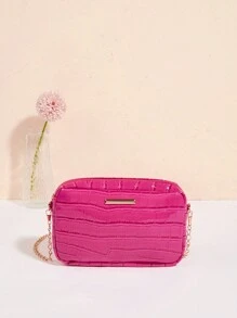 1pc Girls' Crocodile Pattern Cute Minimalist Chain Crossbody Square Bag, Suitable For Daily Use, Best Gift Choice - M813B - View 20