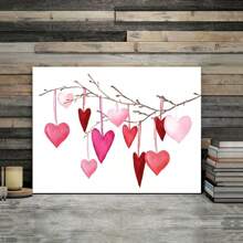 Bright Red And Pink Heart Shape Printed, Watercolor Love Theme Wall Decoration-Wooden Frame Canvas Painting 1 Picture (3) Thickness 2.25cm/0.9 Inches, Home Gift Decoration, Room Decoration Aesthetics, Wall Decoration Art, Perfect Gift, Autumn And Winter Wall Decoration, Living Room Decoration, Bedroom Decoration, Kitchen Decoration, Entrance Decoration, Bathroom Decoration, Direct Wall Painting, High Quality Wall Painting Poster