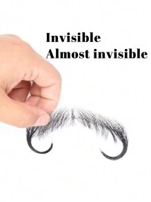 Silky Lace Beard Men's Fake Beard Real Hair Handmade Role Playing Synthetic Lace Invisible Beard With Film - Black - View 4