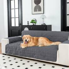 1pc Solid Checkered Anti-Slip Washable Thin Pet Sofa Cushion/Cover, Suitable For Small/Medium/Large Cats & Dogs, Applicable For Pet Sofa In All Seasons, Furniture Protector