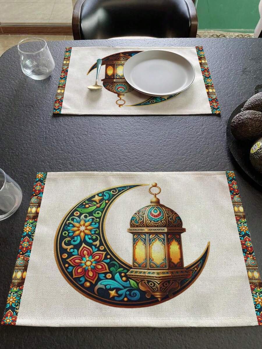 1pc/4pcs/6pcs Ramadan Pattern Placemats, Ramadan Home Decor Placemats, Home Decor Indoor Outdoor Party Supplies, Room Decorations. Suitable For Ramadan Home Kitchen Decor And Ramadan Party Decoration - Multicolor - View 1