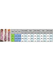 Womens Summer 2Pcs Outfits Floral Print Drawstring Tube Tops + Long Skirt Set Party Clothes - 紫色 - 查看 11