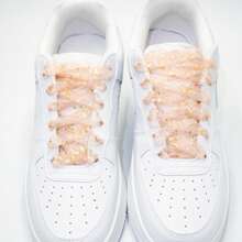 1 Cặp Ruy băng vải voan nứt rộng 2,5cm, Phụ kiện tóc nơ vải tự làm cho giày thể thao thường ngày Dây giày - Sợi tuyết màu hồng - Xem 12