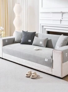 Capa de sofá de veludo de milho antirrespingo de 1 peça, assento 1234, resistente a animais de estimação, estilo simples e moderno, almofada de assento de sofá, apoio de braço, capa de encosto, antiderrapante, lavável à máquina, todas as estações - Cinza claro - Ver 10