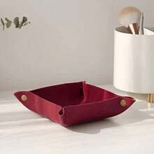 Valet Tray, Leather Tray, Small Catchall Tray, Foldable Jewelry Travel Organizer, Suitable For Travel, Storage, Nightstand, Home Or Office - Multicolor - View 3