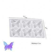 1 Peça de Molde de Silicone em Forma de Coração de Borboleta de 3 em 6 Furos para Pingente e Chaveiro de Resina com Conta-Gotas de Cristal DIY